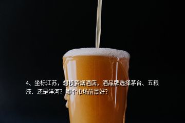 4、坐標江蘇，想投資煙酒店，酒品牌選擇茅臺、五糧液、還是洋河？哪個市場前景好？