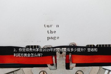 2、你覺得貴州茅臺(tái)2019年的業(yè)績(jī)能有多少提升？營(yíng)收和利潤(rùn)方面會(huì)怎么樣？