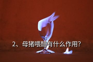 2、母豬喂醋有什么作用？