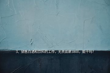 3、銷售白酒和飲料的工作，無責底薪3800，能干嗎？