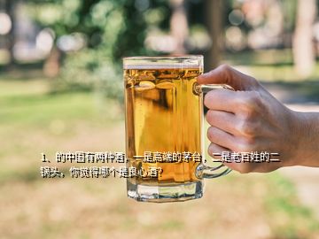 1、的中國有兩種酒，一是高端的茅臺，二是老百姓的二鍋頭，你覺得哪個是良心酒？