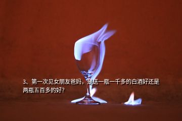 3、第一次見女朋友爸媽，是送一瓶一千多的白酒好還是兩瓶五百多的好？