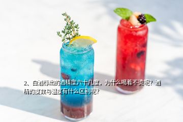 2、白酒標出的酒精度六十幾度，為什么喝著不燙呢？酒精的度數與溫度有什么區別呢？
