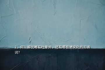2、何以解憂唯有杜康外，還有哪些酒文化的古詩詞？