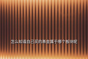 怎么知道自己買的基金屬于哪個板塊呢