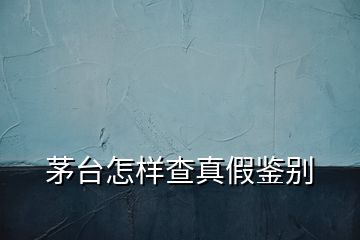 茅臺怎樣查真假鑒別