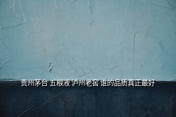 貴州茅臺 五糧液 瀘州老窖 誰的品質真正最好