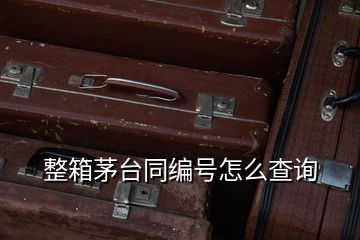 整箱茅臺(tái)同編號怎么查詢