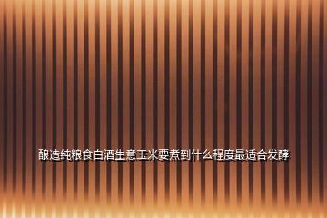 釀造純糧食白酒生意玉米要煮到什么程度最適合發酵