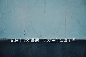 記住十七歲最后一天發生什么事了嗎