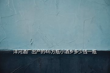 洋河酒廠出產的46方瓶小酒鄉多少錢一瓶
