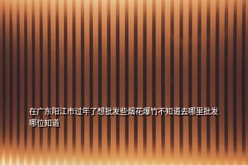 在廣東陽江市過年了想批發些煙花爆竹不知道去哪里批發哪位知道