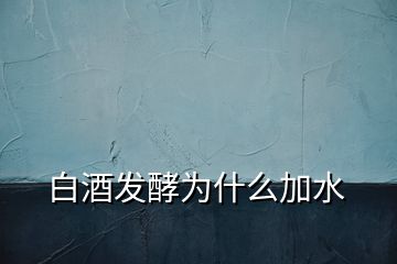白酒發酵為什么加水