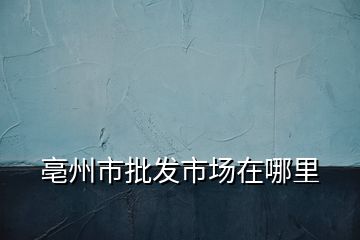 亳州市批發市場在哪里