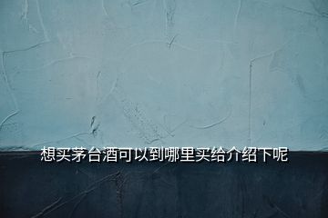想買(mǎi)茅臺(tái)酒可以到哪里買(mǎi)給介紹下呢