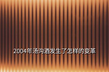 2004年湯溝酒發生了怎樣的變革