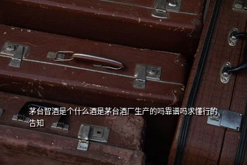 茅臺智酒是個什么酒是茅臺酒廠生產的嗎靠譜嗎求懂行的告知