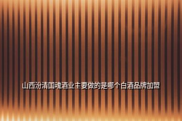 山西汾清國魂酒業主要做的是哪個白酒品牌加盟