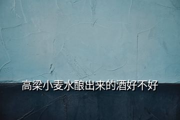 高梁小麥水釀出來的酒好不好