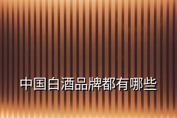 中國白酒品牌都有哪些