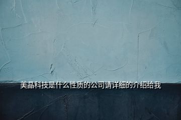 美晶科技是什么性質的公司請詳細的介紹給我