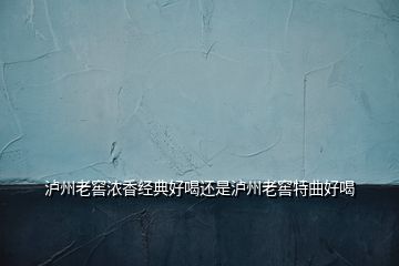 瀘州老窖濃香經典好喝還是瀘州老窖特曲好喝