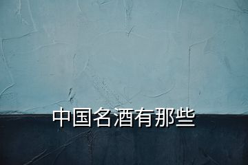 中國(guó)名酒有那些