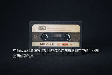 中商智庫和清研投資集團具體給廣東省惠州市中韓產業園招商成功的具