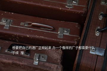 想要把自己的酒廠正規起來 辦一個像樣的廠子都需要什么手續  搜