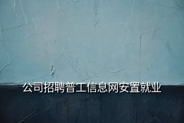 公司招聘普工信息網安置就業