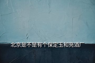 北京是不是有個保定玉和亮酒廠
