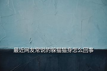最近網友常說的躲貓貓身怎么回事