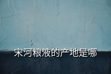 宋河糧液的產地是哪