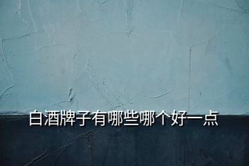 白酒牌子有哪些哪個好一點