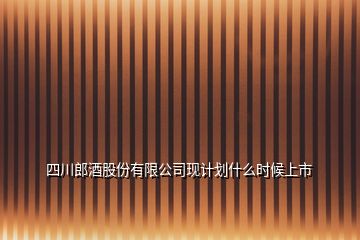 四川郎酒股份有限公司現計劃什么時候上市