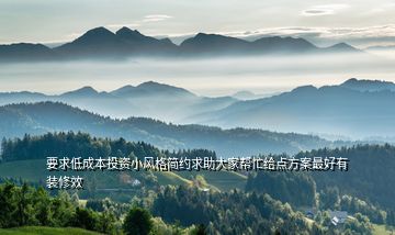 要求低成本投資小風格簡約求助大家幫忙給點方案最好有裝修效