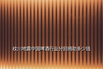 紋川地震中國啤酒行業分別捐助多少錢