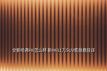 全新哈弗H6怎么樣 新H611萬(wàn)SUV底盤懸掛詳
