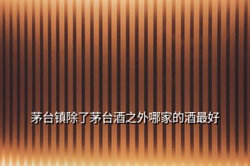 茅臺鎮除了茅臺酒之外哪家的酒最好