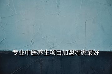 專業中醫養生項目加盟哪家最好