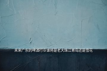 未來廣東的啤酒行業誰將是老大珠江青島還是雪花