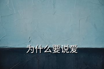 為什么要說愛