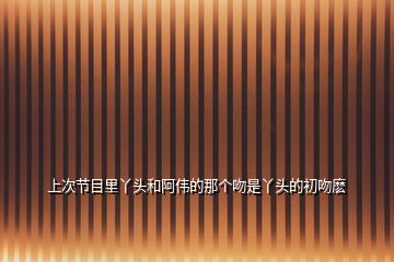 上次節目里丫頭和阿偉的那個吻是丫頭的初吻麼