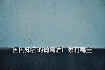 國內知名的葡萄酒廠家有哪些
