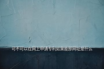 可不可以在網上申請專利如果能那網址是什么