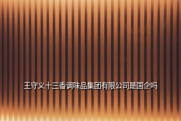 王守義十三香調味品集團有限公司是國企嗎