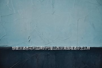 想做汾酒杏花村品牌的代理山西汾清國魂酒業(yè)怎么樣
