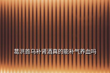 葛洪首烏補腎酒真的能補氣養血嗎