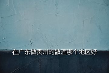 在廣東做貴州的散酒哪個地區好